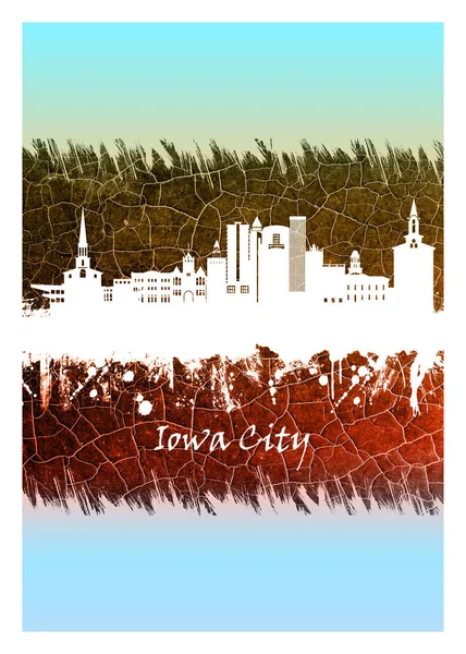 Iowa City Nin Mavi Beyaz Silueti Doğu Iowa — Stok fotoğraf