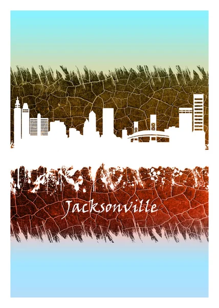 杰克逊维尔的蓝色和白色天际线 佛罗里达州东北部的一个大城市 圣约翰河与大西洋交汇处 — 图库照片