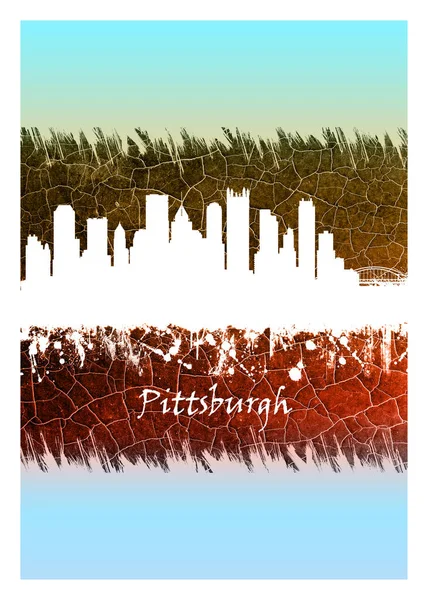 Niebieska Biała Panorama Pittsburgh Miasto Zachodniej Pensylwanii Skrzyżowaniu Rzek — Zdjęcie stockowe