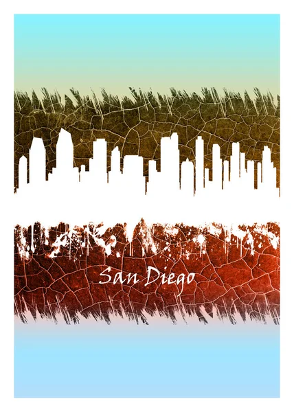 Blå Och Vit Skyline San Diego Stad Stillahavskusten Kalifornien — Stockfoto