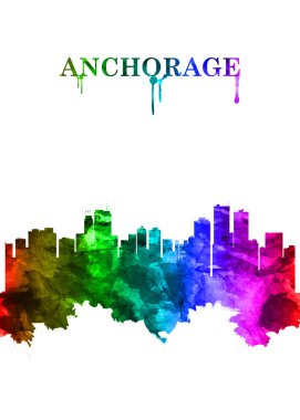 Anchorage 'ın gökkuşağı silueti Alaska' nın en büyük şehri