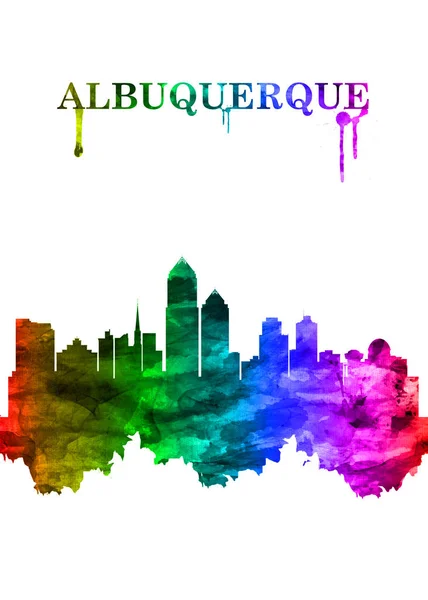 Portrait Rainbow Skyline Albuquerque New Mexicos Largest City — Stock Photo, Image