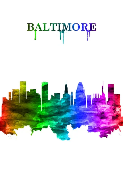 Portrait Rainbow Skyline Baltimore Una Ciudad Importante Maryland Con Una —  Fotos de Stock