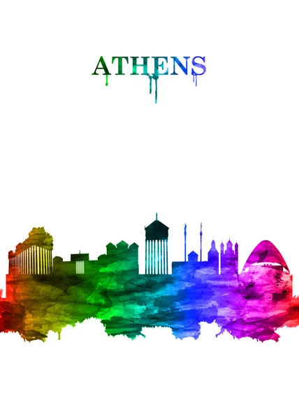 Portrait Rainbow Skyline Von Athen Der Hauptstadt Griechenlands War Auch — Stockfoto