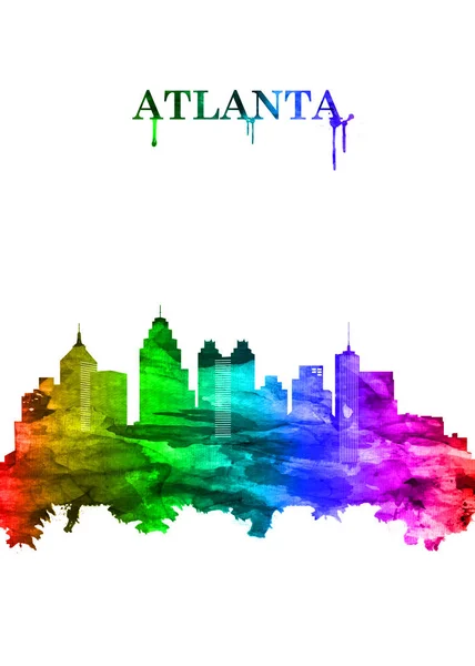 Portrait Rainbow Skyline Atlanta Capital Del Estado Estadounidense Georgia — Foto de Stock