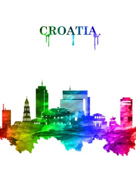 Hırvatistan 'ın Portre Gökkuşağı silueti, resmen Hırvatistan Cumhuriyeti