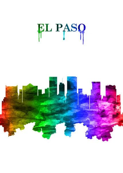 Portrait Rainbow Skyline Paso Una Ciudad Oeste Texas Largo Las —  Fotos de Stock