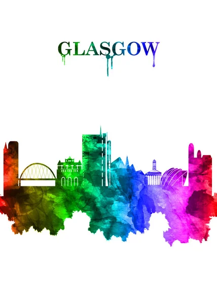 Portrait Rainbow Skyline Glasgow Port City River Clyde Scotland Western — Foto de Stock