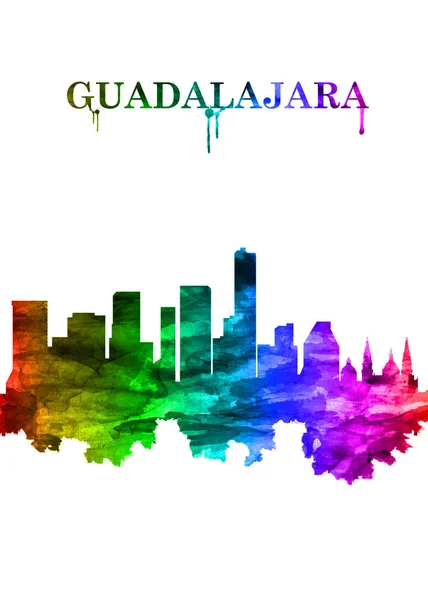 Porträtt Rainbow Skyline Guadalajara Stad Västra Mexiko — Stockfoto