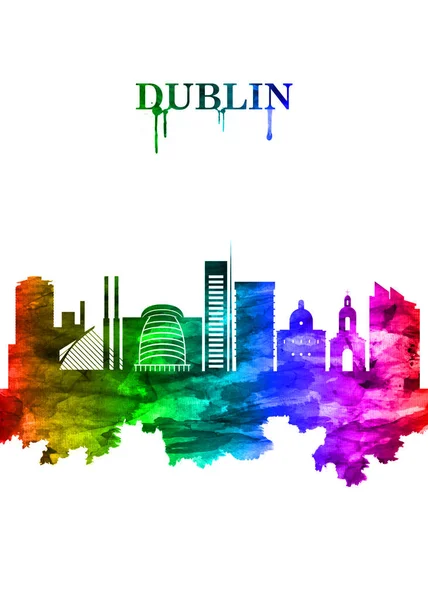 Porträtt Rainbow Skyline Dublin Huvudstad Republiken Irland Irlands Östkust Vid — Stockfoto