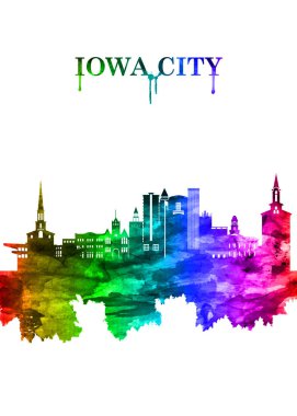 Iowa şehrinin gökkuşağı silueti, doğu Iowa