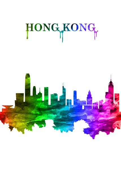 Portrait Rainbow Skyline Hong Kong Autonomous Territory Former British Colony — Stock Photo, Image