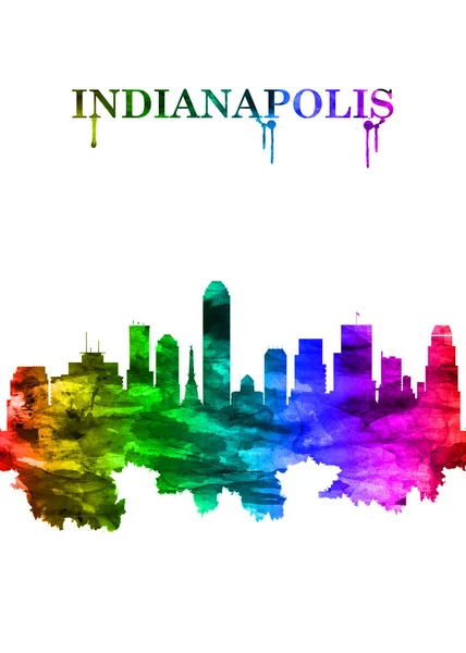 Portrait Rainbow Skyline Indianapolis Often Shortened Indy State Capital Most — Stock Photo, Image