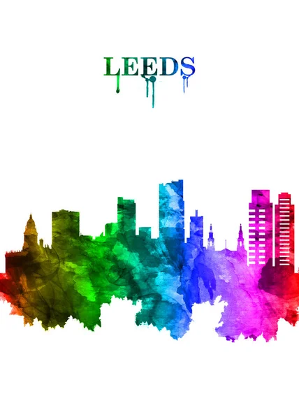 Portrait Rainbow Skyline Leeds Місто Північній Частині Англійського Графства Йоркшир — стокове фото