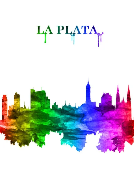 Portrait Rainbow Skyline Von Plata Der Hauptstadt Der Provinz Buenos — Stockfoto