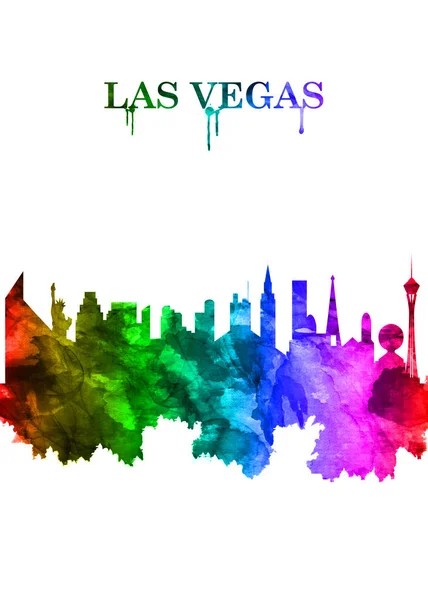 Portrait Rainbow Skyline Von Las Vegas Offiziell Die Stadt Von lizenzfreie Stockbilder