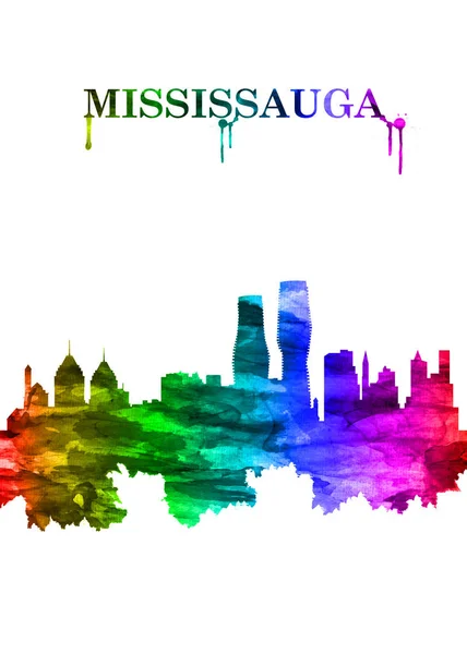 Portrait Rainbow Skyline Von Mississauga Einer Großen Kanadischen Stadt Der Stockbild