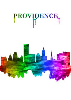 Portre Gökkuşağı Providence silueti, ABD 'nin Rhode Island eyaletinin başkenti