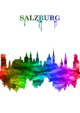Almanya sınırındaki bir Avusturya şehri olan Salzburg 'un Gökkuşağı portresi Doğu Alpleri manzaralı.