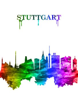 Stuttgart 'ın gökkuşağı portresi. Güneybatı Almanya' nın başkenti. Baden-Wrttemberg eyaleti.