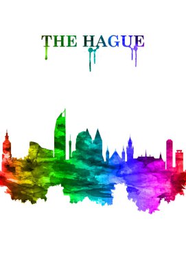 Portre Gökkuşağı Lahey 'in ufuk çizgisi, Batı Hollanda' nın Kuzey Denizi kıyısındaki şehir