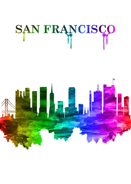 Portrait Rainbow Skyline San Francisco Northern California Hilly City Tip —  Fotos de Stock