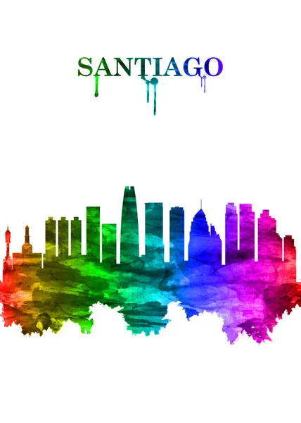 Portrait Rainbow Skyline Santiago Chiles Capital Largest City — Stock Photo, Image