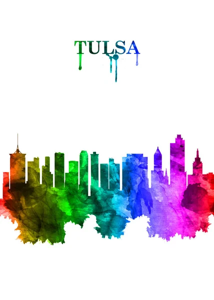 Portrét Rainbow Panorama Tulsa Město Řece Arkansas Státě Oklahoma — Stock fotografie