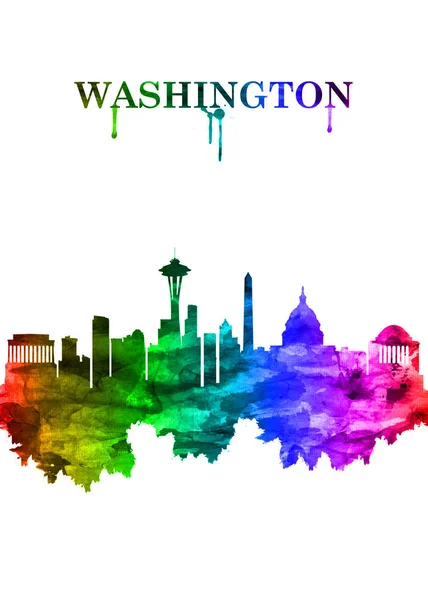 Ritratto Skyline Arcobaleno Washington Capitale Degli Stati Uniti Una Città — Foto Stock