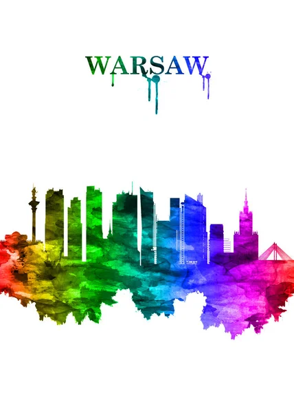 Portrait Arc Ciel Varsovie Capitale Tentaculaire Pologne — Photo