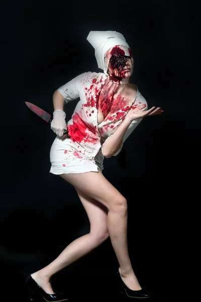 Nurse zombie. Halloween make-up.