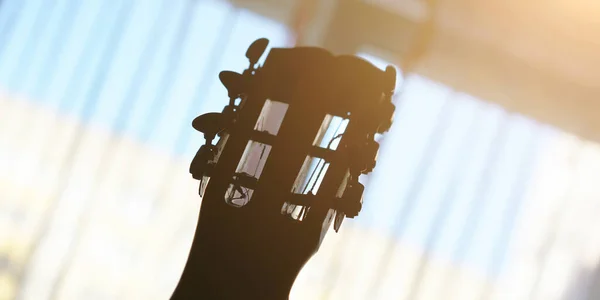 Acoustic guitar headstock and machine heads silhouettes — Stock Photo, Image