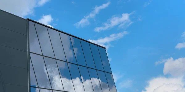 building upper floors against clouds in blue sky closeup