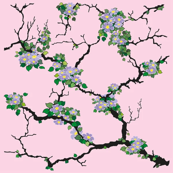 Les Fleurs Sur Les Branches Sakura — Image vectorielle