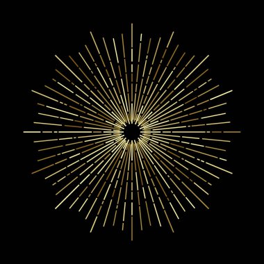 Seri veya altın yıldız vektör simge ışınları. Vintage tasarım öğesi. Altın gam kirişler. Hippi tarzı. Soyut sun etiket.