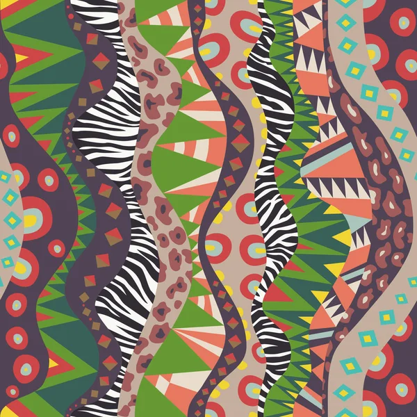 Бесшовный Мотив Вертикальным Африканским Рисунком Винтажных Цветов Повторяющийся Этнический Геометрический — стоковый вектор