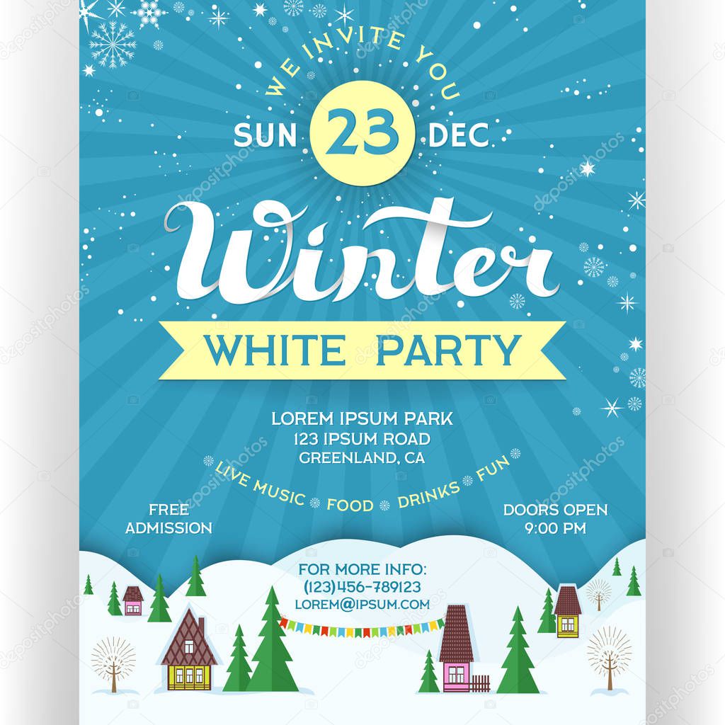 Download Poster Winter White Party Vector Invitation Flyer Ski ...