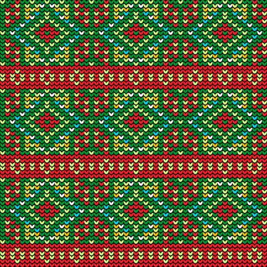 Kazak süsleme Dikişsiz örgü modeli. Kış tatil dekorasyon için tekrarlanabilir arka plan. İskandinav motif. Vektör çizim.