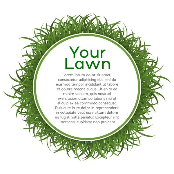 Green lawn round label. — Stock Vector
