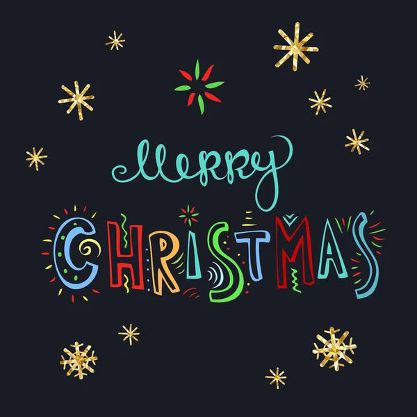 Joyeux Noël Typographie Créative Dessinée Main Lettrage Main Levée Style — Image vectorielle