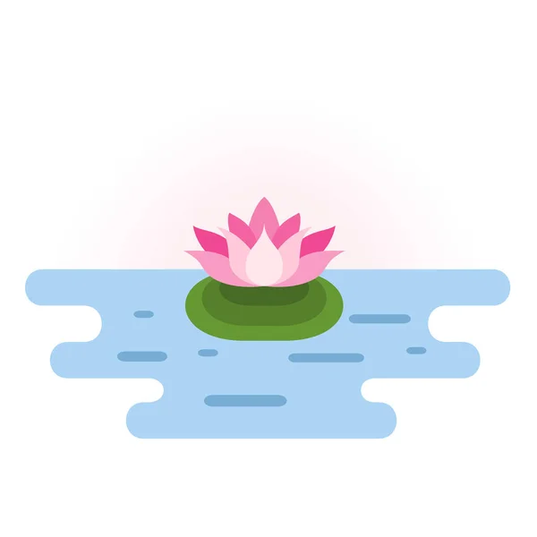 Mavi Sudaki Küçük Yer Pembe Nilüfer Ikonu Lotus Sembollü Tasarım — Stok Vektör