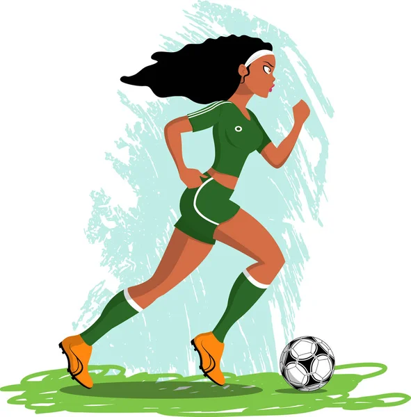 Vrouw te voetballen — Stockvector