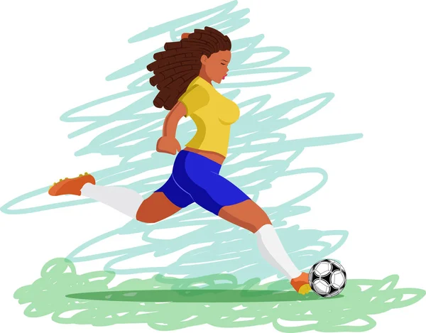 Frau spielt Fußball — Stockvektor