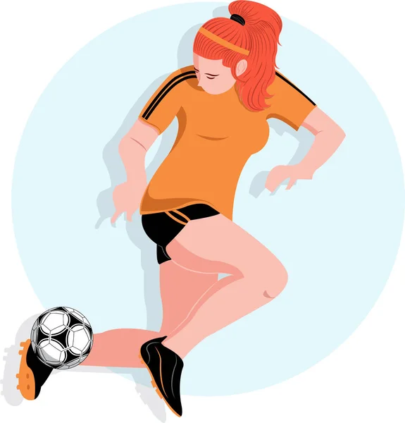 Žena hrající fotbal — Stockový vektor