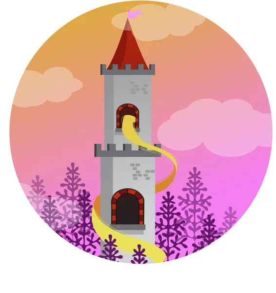 Rapunzel en la torre — Vector de stock