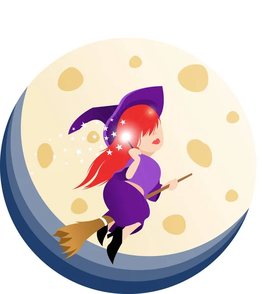 Witch on her broom — Stock Vector