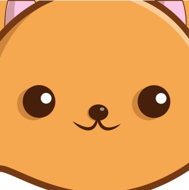 tilki yüz Kawaii kahverengi ve siyah