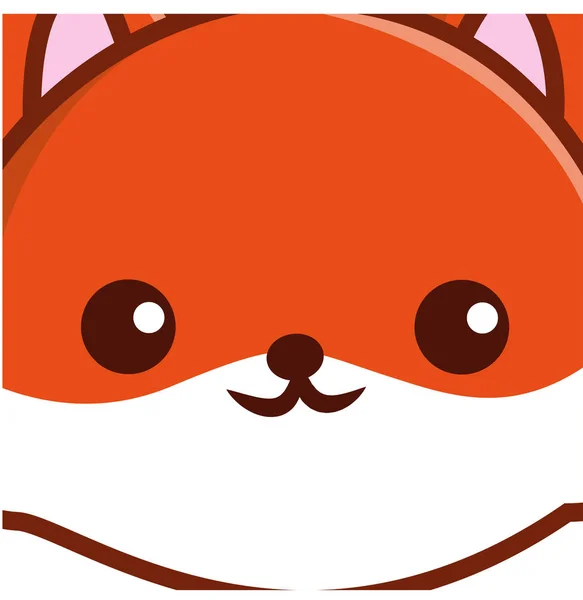 Face de renard kawaii brun et blanc — Image vectorielle