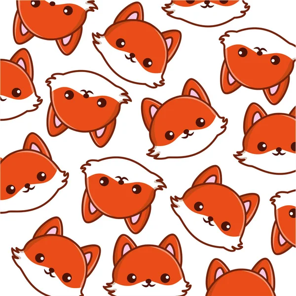 Visage de renard kawaii — Image vectorielle