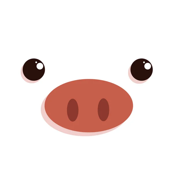 Visage de porc kawaii rose et blanc — Image vectorielle